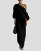 Off-Shoulder Maxi Dress with Puff Sleeves