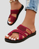 Toe Loop Slide Sandals with Criss-Cross Mesh Straps