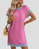 Ribbed Crew Neck Short-Sleeve Mini Dress