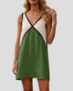 Colour Block V-Neck Sleeveless Mini Dress