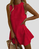 Scalloped Edge Sleeveless High-Neck Mini Dress