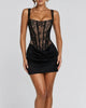 Square-Neck Lace Corset Mini Dress
