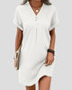 Button-Front V-Neck Ribbed Mini Dress