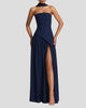 Strapless Maxi Dress with Scarf Detail and Thigh-High Split