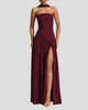Strapless Maxi Dress with Scarf Detail and Thigh-High Split