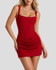 Square-Neck Corset Draped Mini Dress