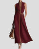 Sleeveless V-Neck Colorblock Belted Maxi Sundress