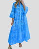 Eyelet V-Neck Maxi Dress with Flared Sleeves