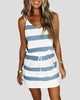 Striped V-Neck Mini Dress with Drawstring Waist