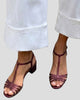 Metallic T-Strap Block Heel Sandals