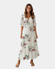 Tiered V-Neck Tassel-Tie Maxi Dress
