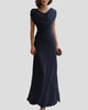 Draped Cowl-Neck Ruched Maxi Dress