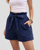 Paperbag Waist Tie-Front Cuffed Shorts