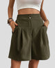 High-Waisted Pleated Wide-Leg Shorts