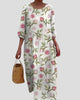 Round-Neck Three-Quarter Sleeve Maxi Dress