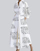 Long-Sleeve V-Neck Cinched-Waist Pleated Maxi Dress