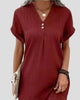 Button-Front V-Neck Ribbed Mini Dress