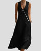 Sleeveless Asymmetric Button-Front Maxi Sundress