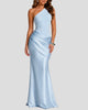 One-Shoulder Ruched Maxi Dress with Draped Waist