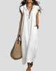Ruffle V-Neck Maxi Sundress with Pockets