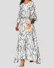 Elegant Round-Neck Printed Maxi Dress