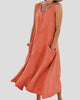 Sleeveless Scoop-Neck Maxi Sundress with Pockets