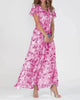 Floral V-Neck Flutter-Sleeve Maxi Dress