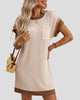 Ribbed Crew Neck Short-Sleeve Mini Dress