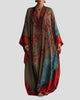 Floral Blossom Print V-Neck Kimono Sleeve Maxi Dress