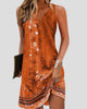 Sleeveless Notch-Neck Floral Print Mini Dress