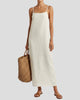 Sleeveless Maxi Sundress with Square Neckline and Thin Straps