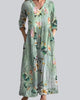 Floral V-Neck Three-Quarter Sleeve Maxi Dress