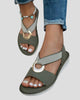 Metal Ring Slingback Wedge Sandals
