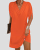 V-Neck Split-Sleeve Relaxed Mini Dress
