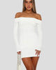 Long-Sleeve Off-Shoulder Ribbed Mini Dress