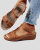 Low Wedge Sandals with Adjustable Hook-and-Loop Straps