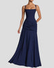 Square-Neck Ruched Maxi Dress with Draped Hip Detail