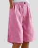 Elasticated Wide-Leg Pleated Knee-Length Shorts