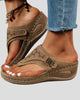 Cut-Out Thong Wedge Sandals