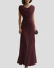 Draped Cowl-Neck Ruched Maxi Dress