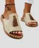 Tassel Open-Toe Flat Slide Sandals