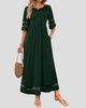 Elegant Black Mesh-Panel Short-Sleeve Maxi Dress