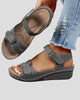 Low Wedge Sandals with Adjustable Hook-and-Loop Straps