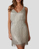 Sleeveless V-Neck Tiered Fringe Mini Dress