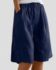 Elasticated Wide-Leg Pleated Knee-Length Shorts
