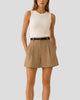 High-Waisted Pleated Tailored Shorts