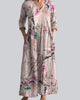 Floral V-Neck Three-Quarter Sleeve Maxi Dress