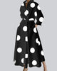 Long-Sleeve V-Neck Cinched-Waist Pleated Maxi Dress