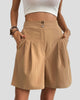 High-Waisted Pleated Wide-Leg Shorts