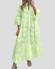 Eyelet V-Neck Maxi Dress with Flared Sleeves